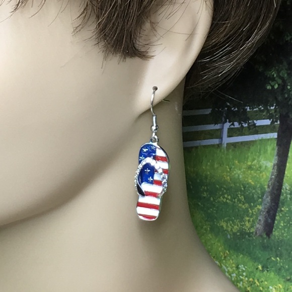 USA Flag Sandal Earrings - Picture 6 of 9
